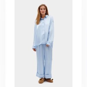 Sleeper Sizeless Blue Satin Pajama Set (NWT)